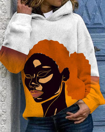 Artistic Black Girls Print Casual Women's Hoodie